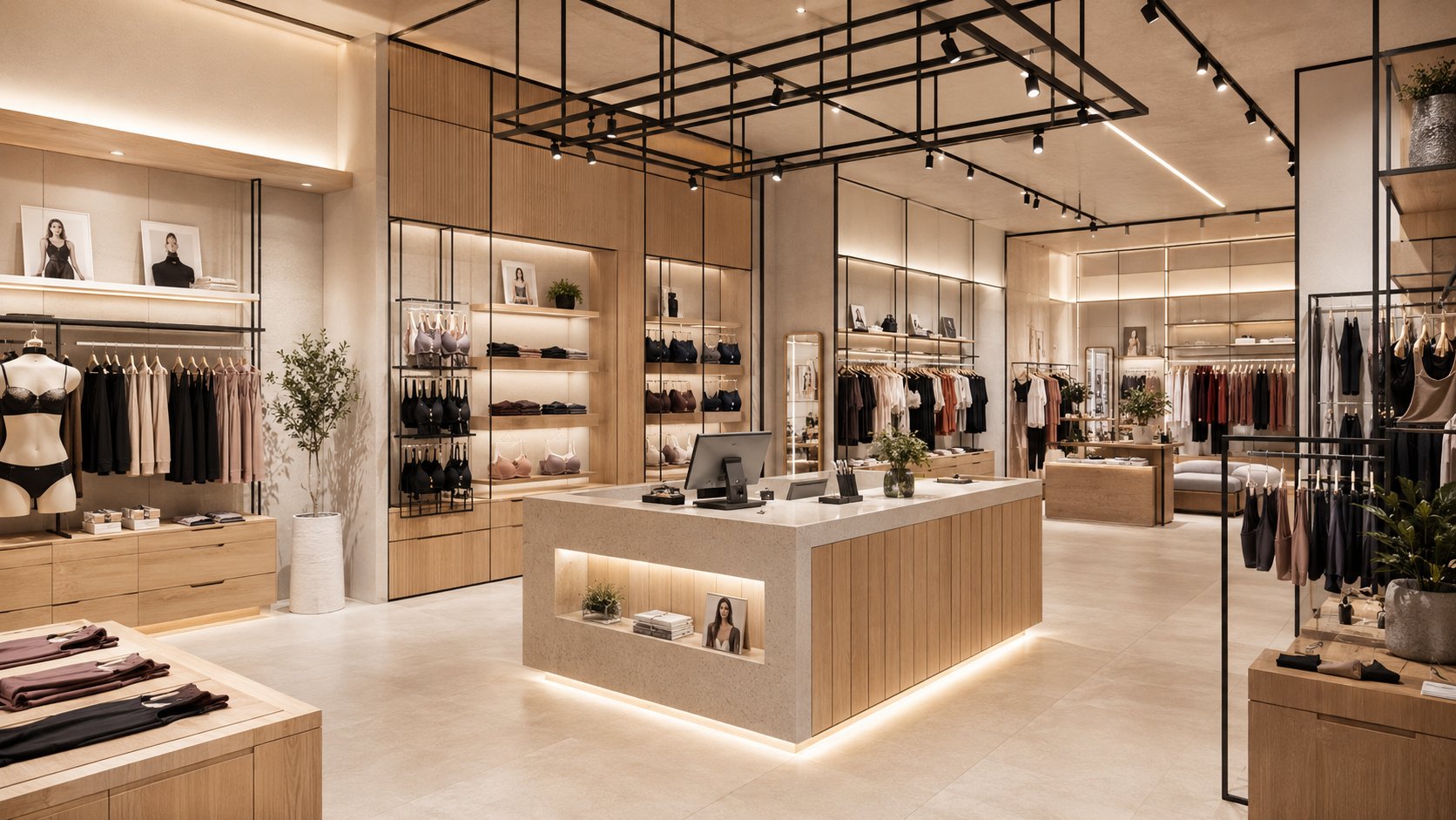 Modern Australian retail store interior with backlit shelving, clothing displays, and illuminated service counter — ORVX AI helps retailers automate demand forecasting, inventory management, and personalised customer marketing